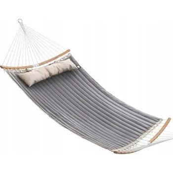 Houpací síť Houpací síť s tyčí Songmics šedá, nosnost 225 kg, 335 x 140 cm