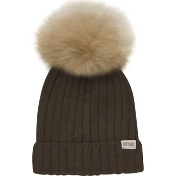 Kojenecká čepice HUTTELiHUT - Čepice s bambulí z alpačí srsti - Hnědá VARIANTY: 4-6Y