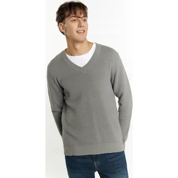 Pánský svetr Pánský pletený svetr Mo - šedý, S