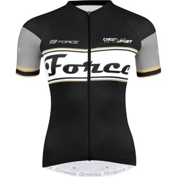 Cyklistika Force RETRO UNI černo-zlatý dres - kr. rukáv POUZE L (VÝPRODEJ)