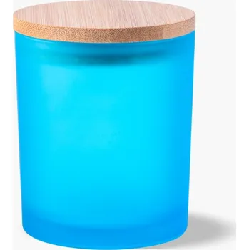 Výroba svíčky Skleněná nádoba na svíčku tyrkysová s dřevěným víčkem 300 ml