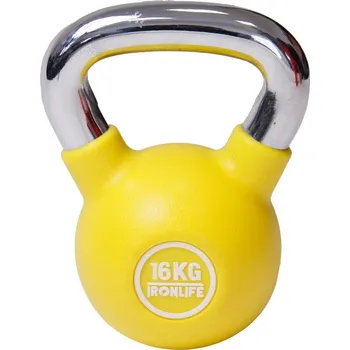 Kettlebell urethanový IRONLIFE 16 kg, ŽLUTÝ