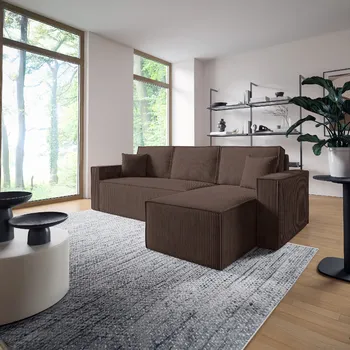 Sedací souprava Eka Rohová sedačka BASIC L, 240 cm Roh pohovky: Pravý roh, Barva látky: POSO 06 (Hnědá)