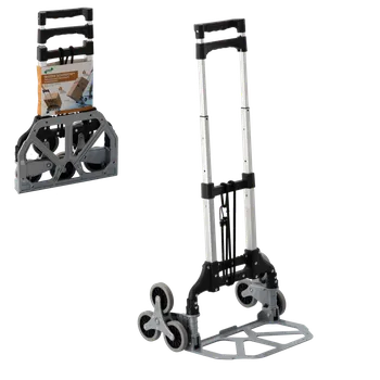 Zahradní vozík TŘÍKOLEČKOVÝ SKLÁDACÍ HLINÍKOVÝ SCHODOVÝ VOZÍK 47,5 x 47,5 x 100 CM NOSNOST: 35 KG / 70 KG