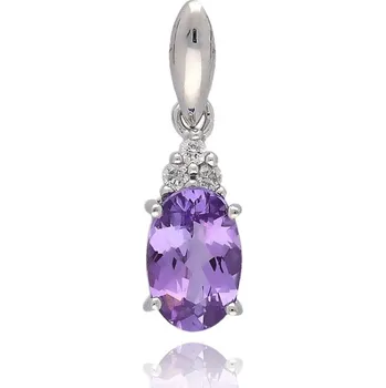 Přívěsek MOISS přívěsek z bílého zlata AMETYST, DIAMANT