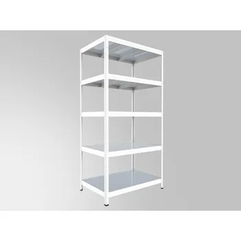 regál Regál do domácnosti Biedrax 45 x 90 x 180 cm, bílý, 5 polic plech zinek, nosnost 150 kg na polici