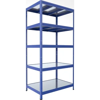 Dílenský regál Regál do technické místnosti Biedrax 35 x 90 x 180 cm, modrý, 5 polic plech zinek, nosnost 150 kg na polici