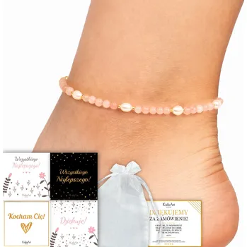 Náramek Náramek perla růžový křemen dámský z přírodních kamenů zlatý KailaArt