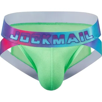 Slipy Pánské síťované slipy Jockmail neonové TANGA - XL
