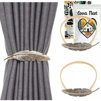 ÚCHYT NA ZÁCLONY Lova Nest ZÁVĚSŮ SPONA SVORKA ZLATÉ PEŘÍ 2 ks