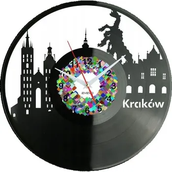 Hodiny Krakov Město Polsko Nástěnné hodiny Vinylová deska Moderní Dekorativní Na