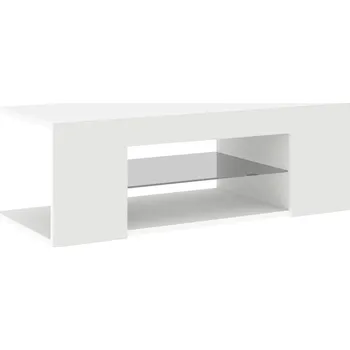 Televizní stolek TV stolek s RGB LED osvětlením, bílý, 90x39x30 cm