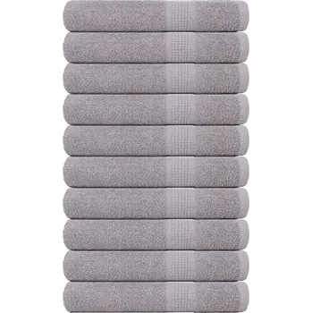 Utěrka Ručníky 10 ks Šedé 100x200 cm 360 g/m² 100% bavlna
