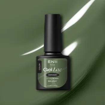 Lak na nehty ENII NAILS Gel lak Ceramic 105 Army - gelový lak bez HEMA, 10 ml