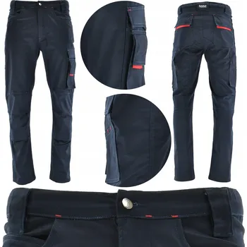 montérky Pracovní kalhoty ELASTICKÉ Lehké Tmavě modré Pohodlné do pasu Hodně kapes Velikost 56