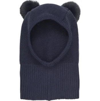Kojenecká čepice HUTTELiHUT - Pletená kukla s bambulkami - Tmavě modrá VARIANTY: 12-24M