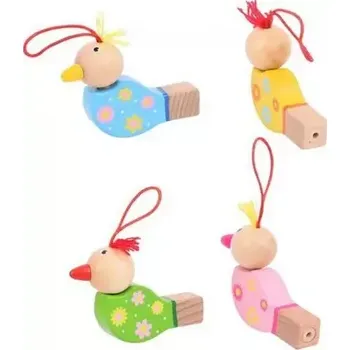 Dřevěná hračka Bigjigs Toys Dřevěná píšťalka ptáček 1ks růžová (BJ848-1-RU)