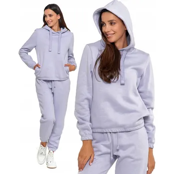 Dámská mikina TEPLÁKOVÁ MIKINA DÁMSKÁ S KAPUCÍ BAVLNĚNÁ FIALOVÁ MORAJ XL