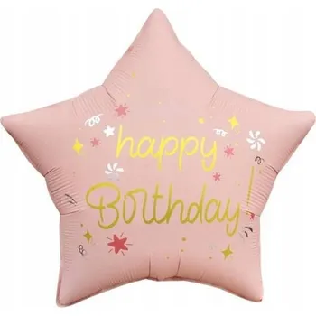Balónek Fóliový balónek "Happy Birthday", růžový matný, Godan, 45 cm, STR