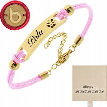 Náramek Náramek pro dívku s gravírováním šňůrkový růžový MOTÝLEK