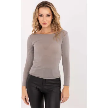 Dámská halenka Tmavě béžová průsvitná halenka z viskózy s lodičkovým výstřihem IT-BZ-21817.07P-dark beige Velikost: ONE SIZE