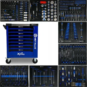 PROFESIONÁLNÍ SKŘÍŇ NA NÁŘADÍ S DÍLENSKÝM VOZÍKEM METALLO 8/8, 300 EL.