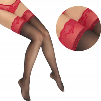 Dámské punčochy Marilyn Coco T25 punčochy LOVE [Velikost 1/2, Barva Černá/Červená]