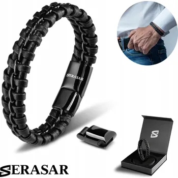 Náramek Pánský kožený náramek [Radost] černý