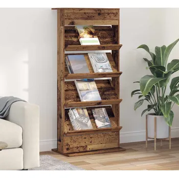 vidaXL Regál na časopisy Staré dřevo 70 x 41 x 156 cm kompozitní dřevo [899525]
