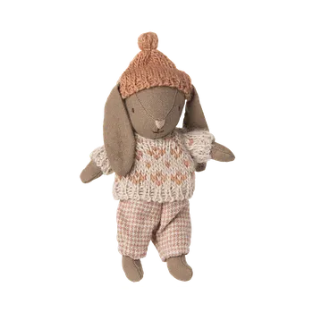 plyšák Maileg - Zimní králíček micro - Brown/Rose