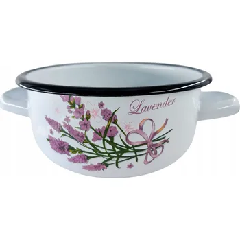 Hrnec IGMAR SMALT smaltovaný rendlík s uchy tradiční LEVANDULE 16cm 1.5l
