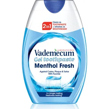 Dentální hygiena Vademecum 2 in1 Menthol Fresh zubní pasta a ústní voda 2 v 1 75 ml