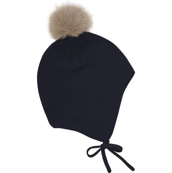 Kojenecká čepice Minymo - Čepice na zavazování s odjímatelnou bambulí - Parisian Night 2025 Velikost: 44