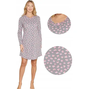 Dámská noční košile Noční košile , grafitová srdíčka , pohodlná, velikost M