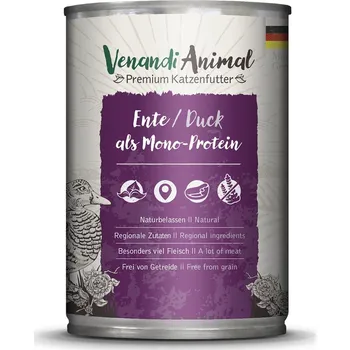 Krmivo pro kočku Venandi Animal – kachna jako jediný zdroj bílkovin 24× 400 g