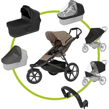 Kočárek Akční set Thule Urban Glide 3 Tinted Taupe + korba + pláštěnka + moskytiéra + madlo + pláštěnka na korbu + moskytiéra na korbu