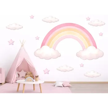 Samolepící dekorace Duha pro holky samolepky na zeď arch 46 x 24 cm