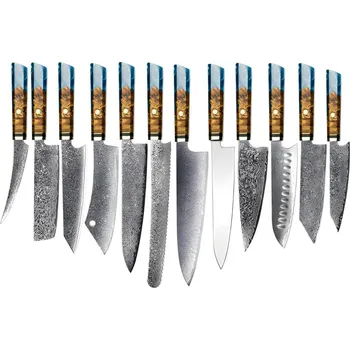 Kuchyňský nůž Sada damaškových kuchyňských nožů MO 39204 12ks Modrá