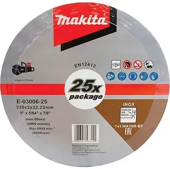 Řezný kotouč MAKITA E-03006-25 Řezný kotouč 230 x 2 x 22,23 mm, 25ks, nerez free_store_pickup