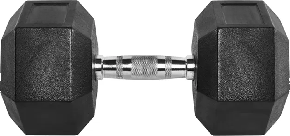 Jednoruční činka HEXA ATX LINE 22,5 kg, pogumovaná + chrom