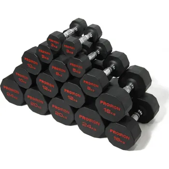 Pogumované jednoruční činky PROIRON 3 - 24 kg (8 párů)