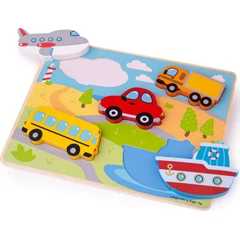 Bigjigs Toys Vkládací puzzle dopravní prostředky 691621190258
