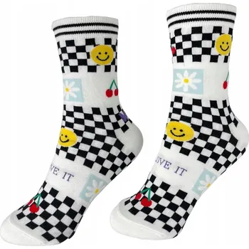 Dámské ponožky Dámské Ponožky černobílé kostkované úsměv 36-40