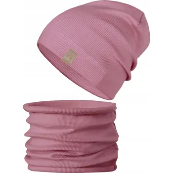 Čepice Růžová Starorůžová Sada ČEPICE NÁKRČNÍK tunel ŽEBROVANÝ podzim jaro vel. 54-58