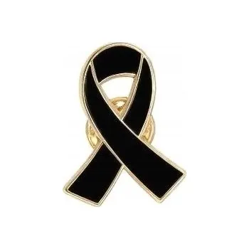 Brož PŘIPÍNACÍ ODZNAK, PIN, BROŽ, PLAKETA - SYMBOL SMRUTKU - ČERNÁ SMUTEČNÍ STUHA