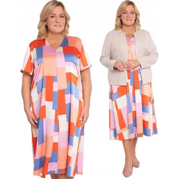 Dámské šaty Oranžovo-růžové šaty velikost 60