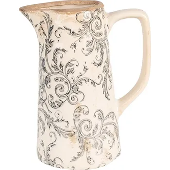 Béžový keramický dekorační džbán se šedými ornamenty Gassia M - 16*11*20 cm