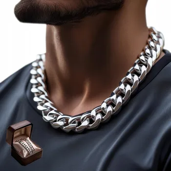 Řetízek Řetízek Naszyjnik Męski Srebrny Pancetka Kubánský Na Dárek Řetěz 10 mm