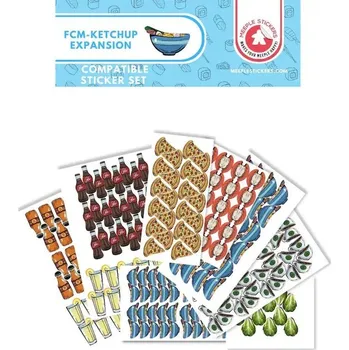 Příslušenství k deskovým hrám MeepleStickers Samolepky pro Králové rychlého občerstvení - rozšíření Ketchup