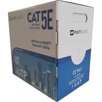 Síťový kabel Síťový kabel kroucená dvoulinka LAN kat. 5e UTP 100m CU 100% Měď Netrack bílý
